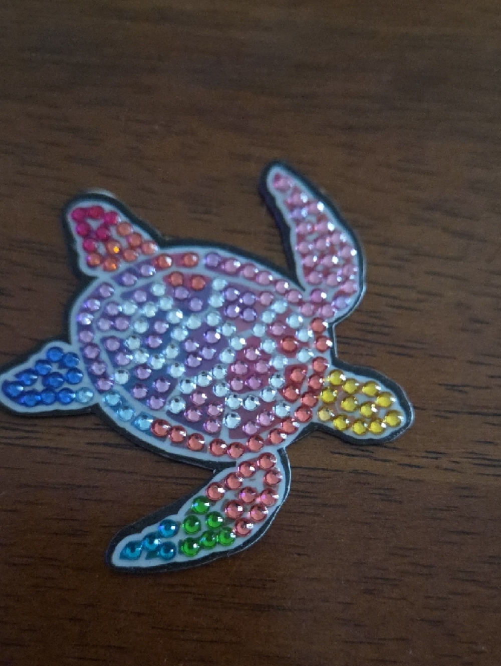 Handmade Sparkling Multi-Color Turtle Rhinestone Magnet